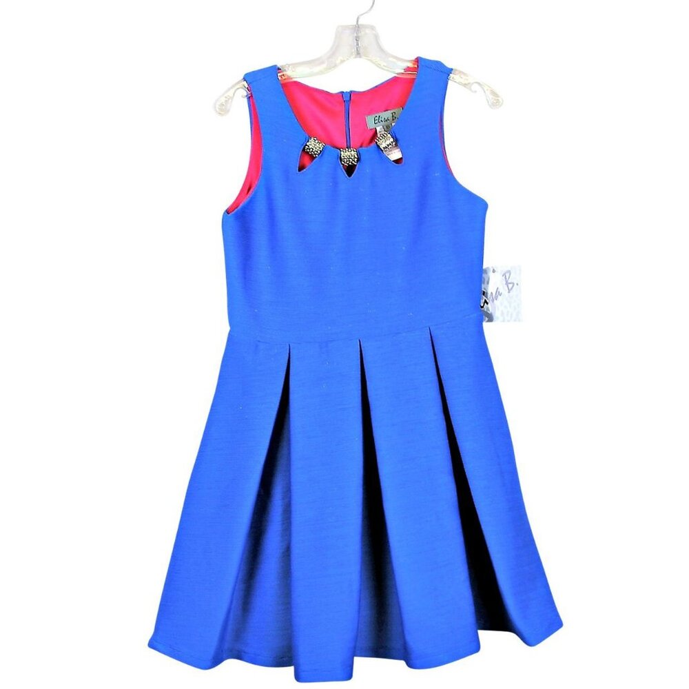 sz 18 16 Jr Womens S NEW‎ Blue Pleated Skirt Junior/Tween  Dress